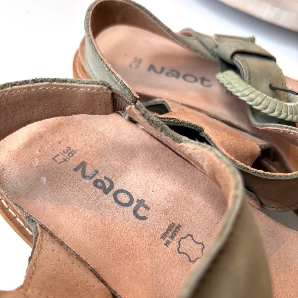 Naot Platform Wedge Sandals Green Nubuck Leather Slingback Women's Size 7 EU 38 - Picture 11 of 12